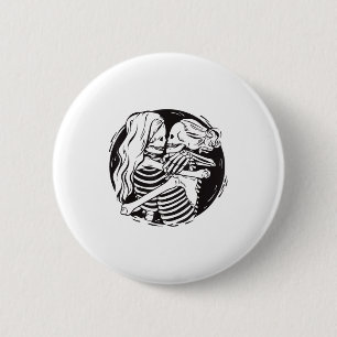 Lesbian Couple Lgbtq Pride Skeletons Kissing Valen 6 Cm Round Badge