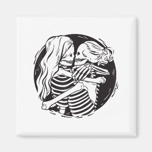 Lesbian Couple Lgbtq Pride Skeletons Kissing Valen Magnet