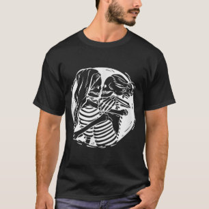 Lesbian Couple LGBTQ Pride Skeletons Kissing Valen T-Shirt