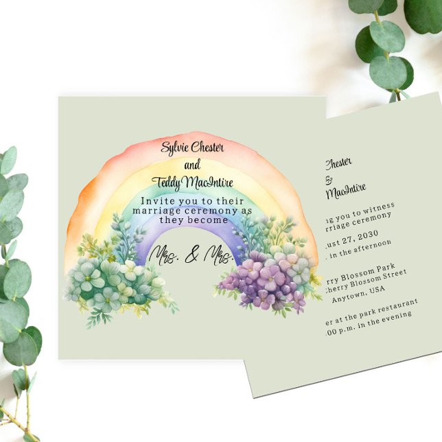 Lesbian Couple Rainbow Wedding Invitation (Creator Uploaded)