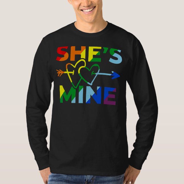 Lesbian Couple She's Mine I'm Hers Matching Lgbt P T-Shirt (Front)