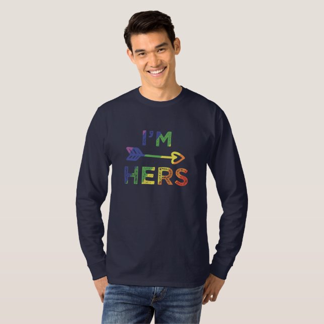 Lesbian Couples I'm Hers Matching LGBT Pride T-Shirt (Front Full)