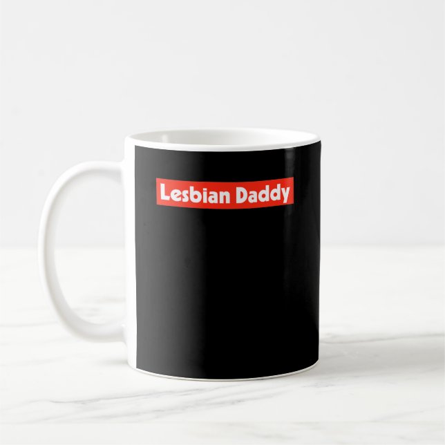 Lesbian Daddy LGBT Red Background Coffee Mug (Left)