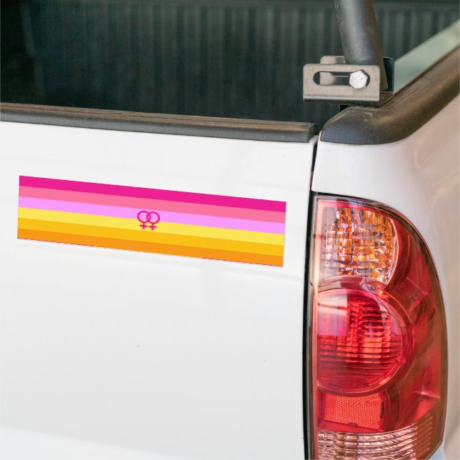 Lesbian Dawn Pride WLW Bumper Sticker (On Truck)