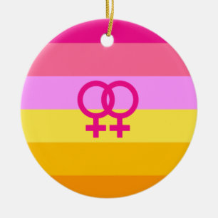Lesbian Dawn Pride WLW Ceramic Tree Decoration