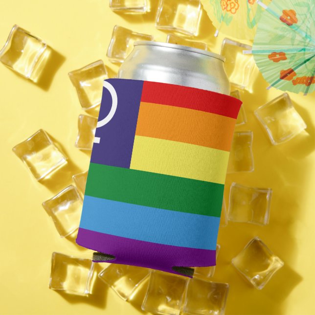Lesbian Double Venus Rainbow Pride Can Cooler (In Situ Summer)