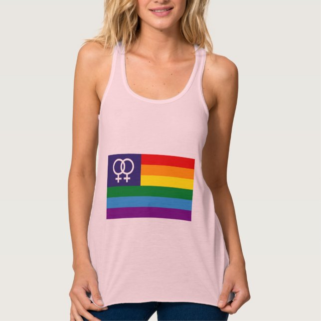 Lesbian Double Venus Rainbow Pride Singlet (Front)