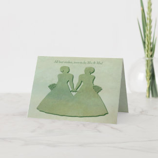 Lesbian Engagement Congratulations - Mint Rustic Card