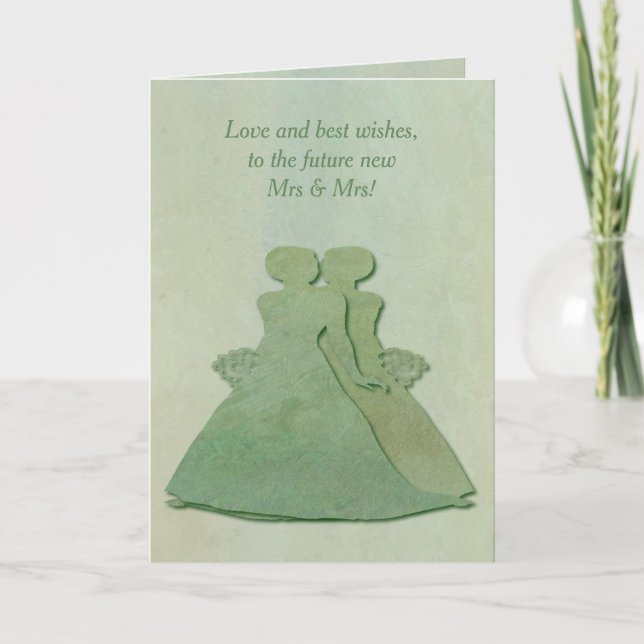 Lesbian Engagement Congratulations - Mint Rustic Card (Front)
