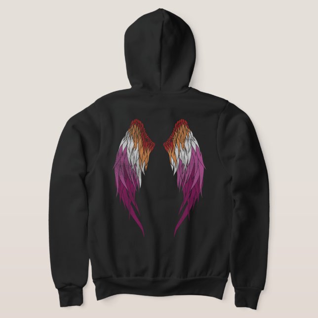 Lesbian Flag - Angel Wings Hoodie (Laydown Back)