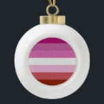 Lesbian Flag Ceramic Ball Christmas Ornament<br><div class="desc">The lipstick lesbian flag modified with the removal of the kiss.</div>
