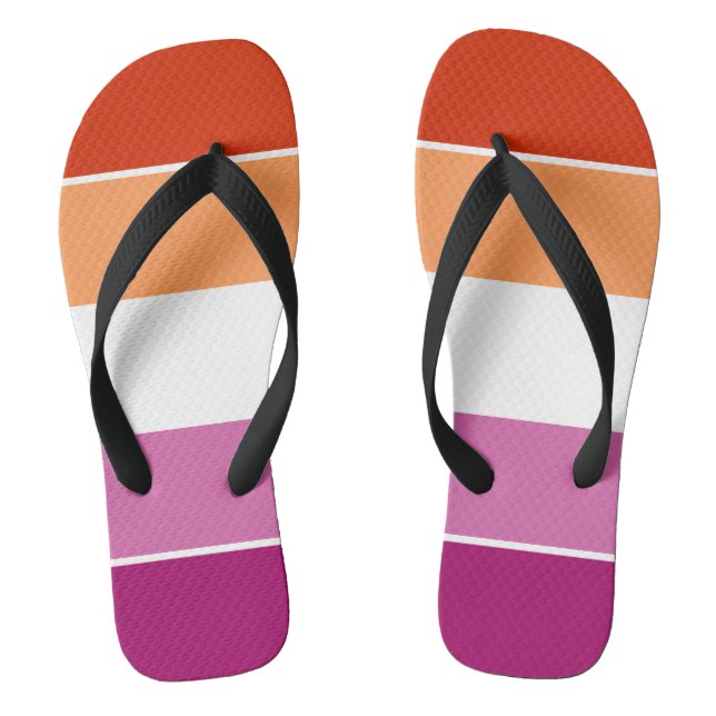 Lesbian Flag Colours Stripes Jandals (Footbed)