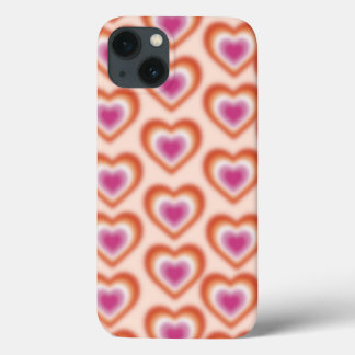 Lesbian flag colours with blurred heart iPhone 13 case