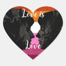 Lesbian Flag with Two Woman Silhouettes 