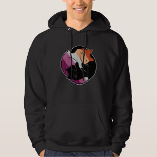 Lesbian Flag Yin Yang Cat LGB Gay Pride Subtle Dis Hoodie