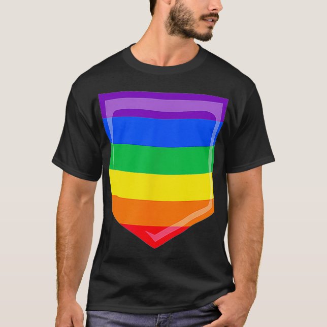 Lesbian Gay Pride Gift LGBTQ Rainbow Flag Queer Po T-Shirt (Front)
