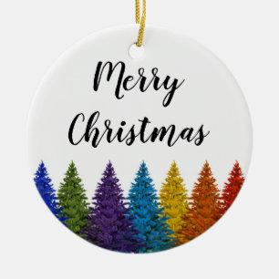 Lesbian Gay Pride Rainbow Flag Christmas Tree Ceramic Tree Decoration