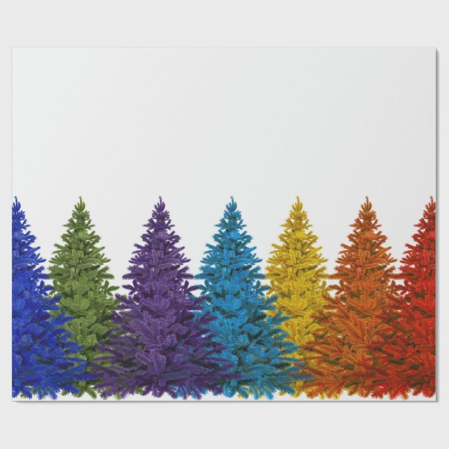 Lesbian Gay Pride Rainbow Flag Christmas Tree Wrapping Paper (Flat)