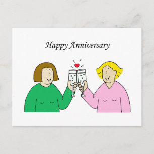 Lesbian Happy Anniversary Postcard