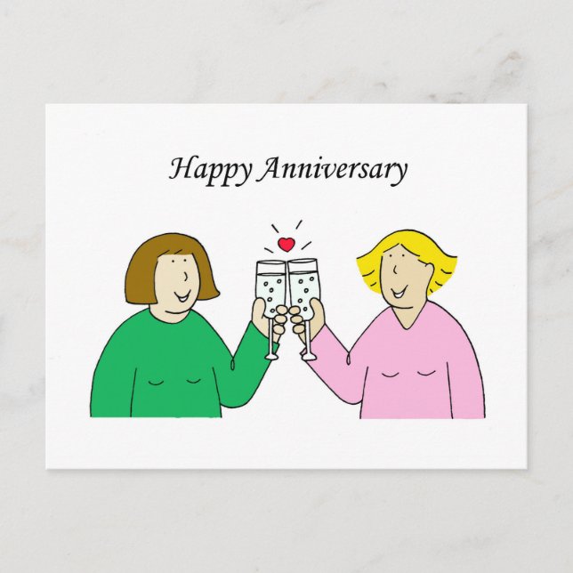 Lesbian Happy Anniversary Postcard (Front)