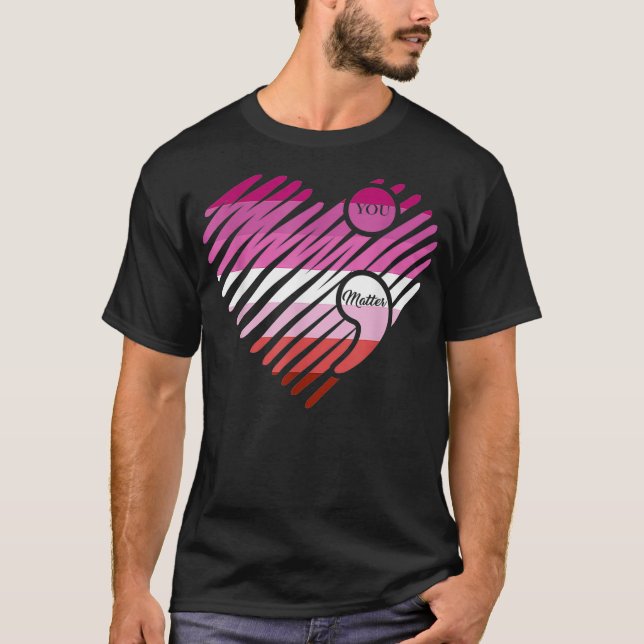 Lesbian Heart Pride Flag LGBTQ Inspirational LGBT  T-Shirt (Front)