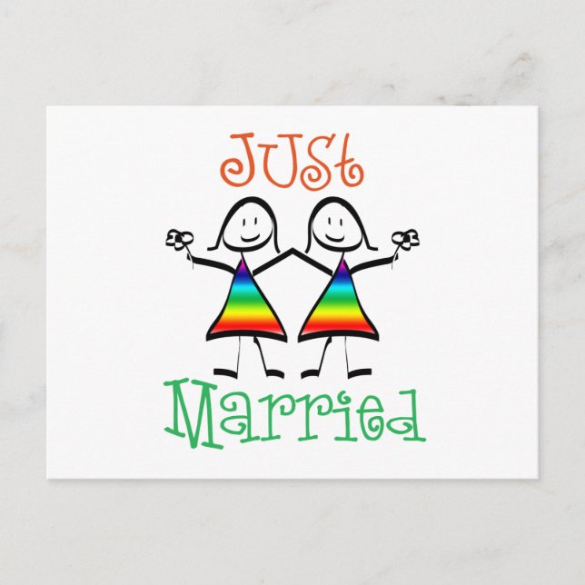 Lesbian Just Married Announcement Postcard (Front)