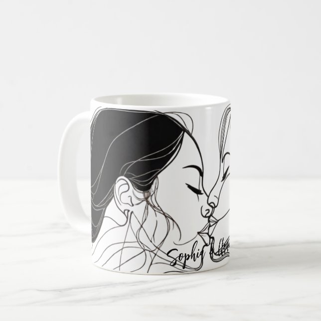 Lesbian Kiss Elegant Couple  Coffee Mug (Front Left)