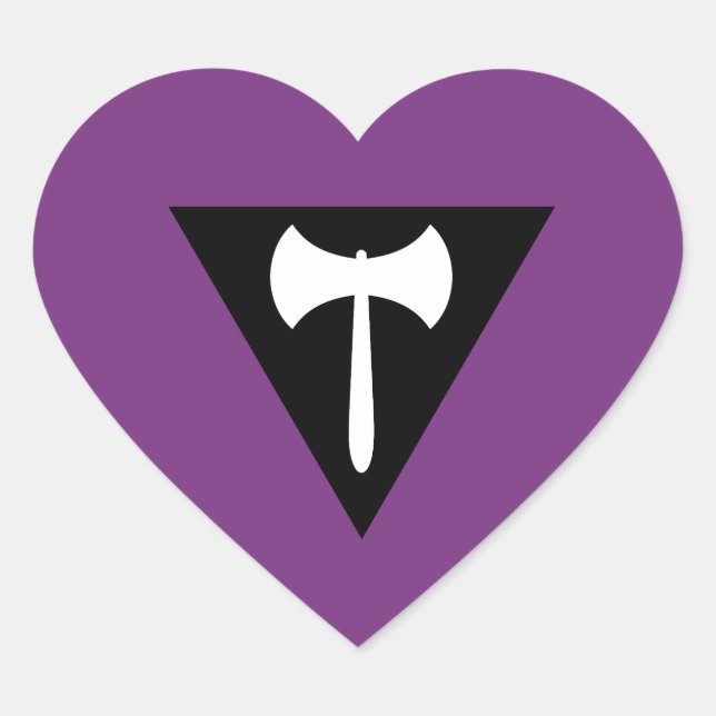 Lesbian Labrys Pride Flag Heart Sticker (Front)