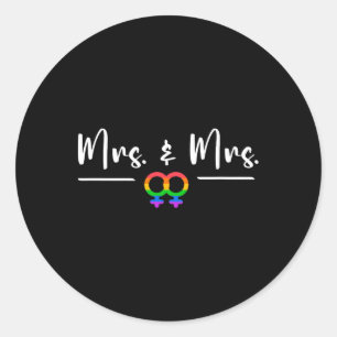 Lesbian Lgbt Wedding Party For Mrs. And Mrs. Honey Classic Round Sticker