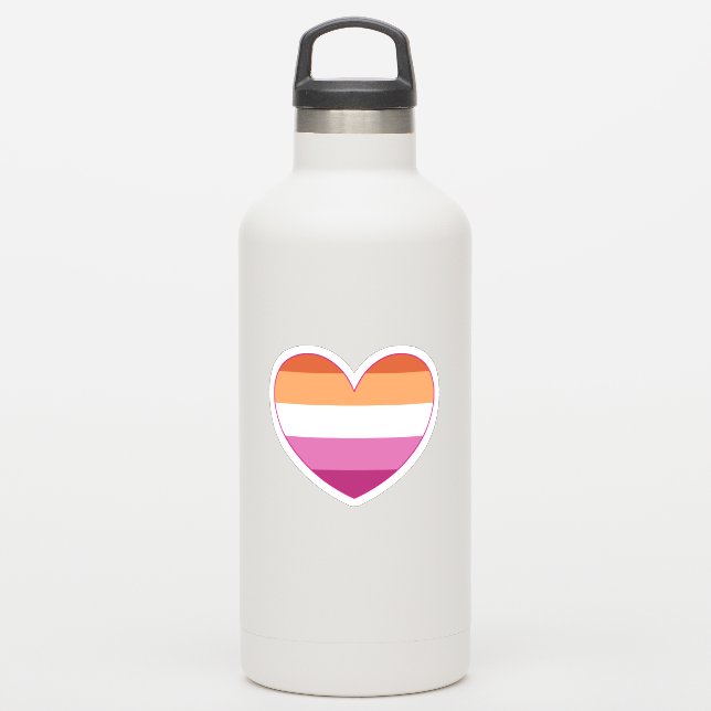 Lesbian LGBTQ+ Pride and Support Rainbow Heart   S (Waterbottle)