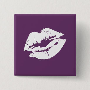 LESBIAN LIPS SYMBOL WHITE 15 CM SQUARE BADGE