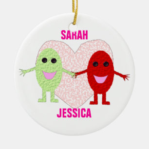 Lesbian Love Heart Grapes Custom Ceramic Tree Decoration