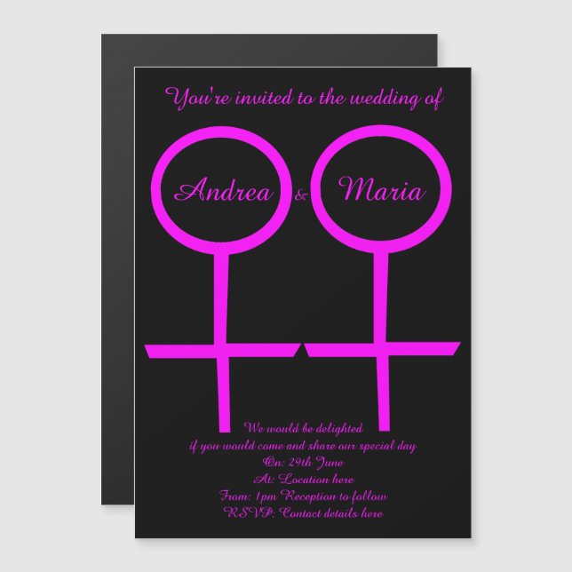 Lesbian Lovers Custom Magnetic Wedding Invites (Front/Back)