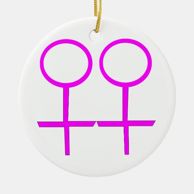 Lesbian Lovers Custom Pendant Ceramic Tree Decoration (Front)
