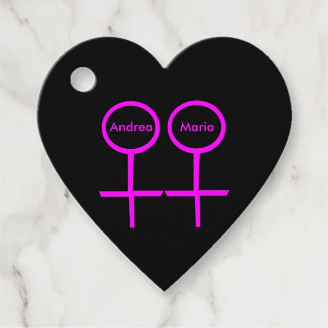 Lesbian Lovers Custom Wedding Favour Tags (Front)