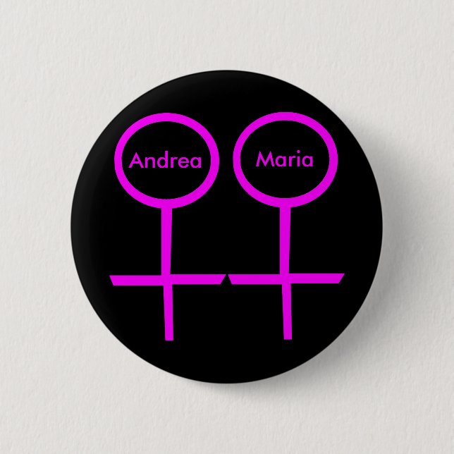 Lesbian Lovers Customisable Button (Front)