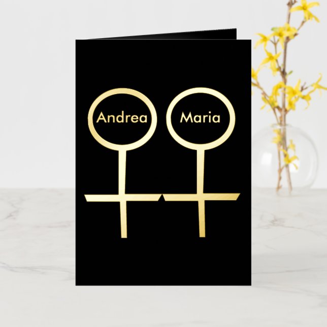 Lesbian Lovers Customisable Foil Greeting Card (Yellow Flower)