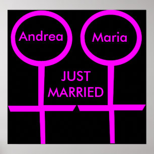 Lesbian Lovers Just Married Customisable Poster