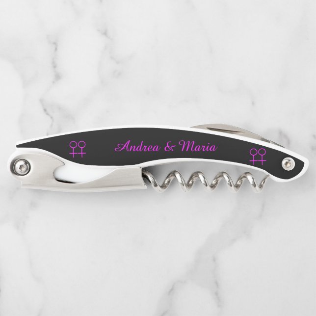 Lesbian Lovers Personalised Corkscrew (Front)