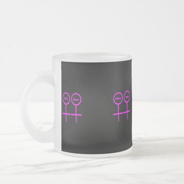 Lesbian Lovers Personalised Frosted Glass Coffee Mug (Left)