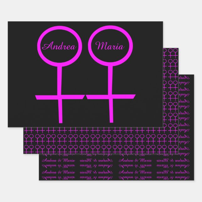 Lesbian Lovers Personalised Gift Wrap Set (Set)