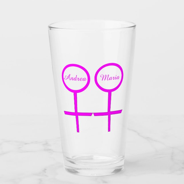 Lesbian Lovers Personalised Glass (Front)