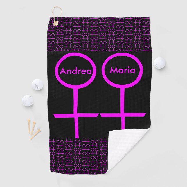 Lesbian Lovers Personalised Golf Towel (InSitu)