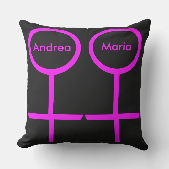 Lesbian Lovers Personalised Outdoor Pillow (Front)