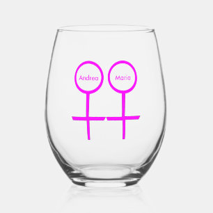 Lesbian Lovers Personalised Stemless Wine Glass