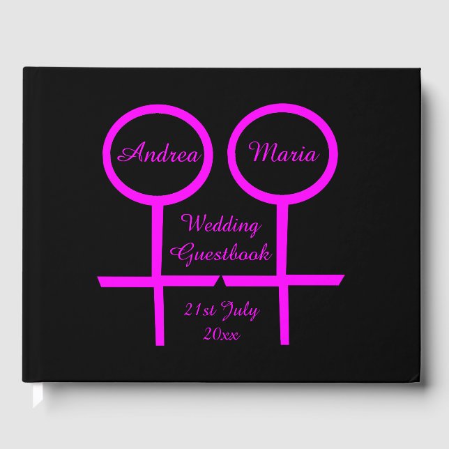 Lesbian Lovers Personalised Wedding Guestbook (Front)