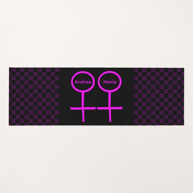 Lesbian Lovers Personalised Yoga Mat (Front (Horizontal))