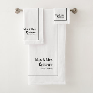 Lesbian Newlyweds Mr & Mr Personalised Bath Towel Set