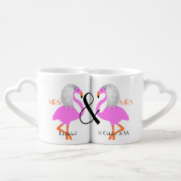 Lesbian Newlyweds Personalised Cute Wedding Gift Coffee Mug Set