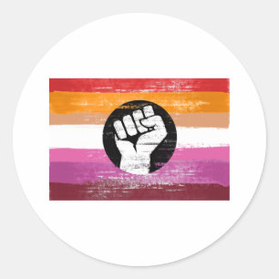 Lesbian Painted Protest Flag Classic Round Sticker